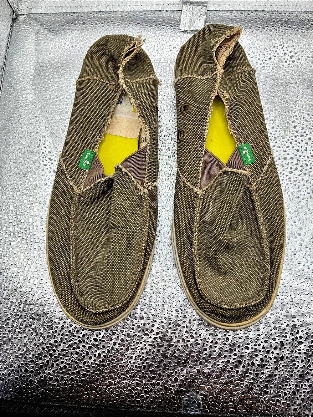 Sanuk Donna Frayed Slip-On Sneakers olive green